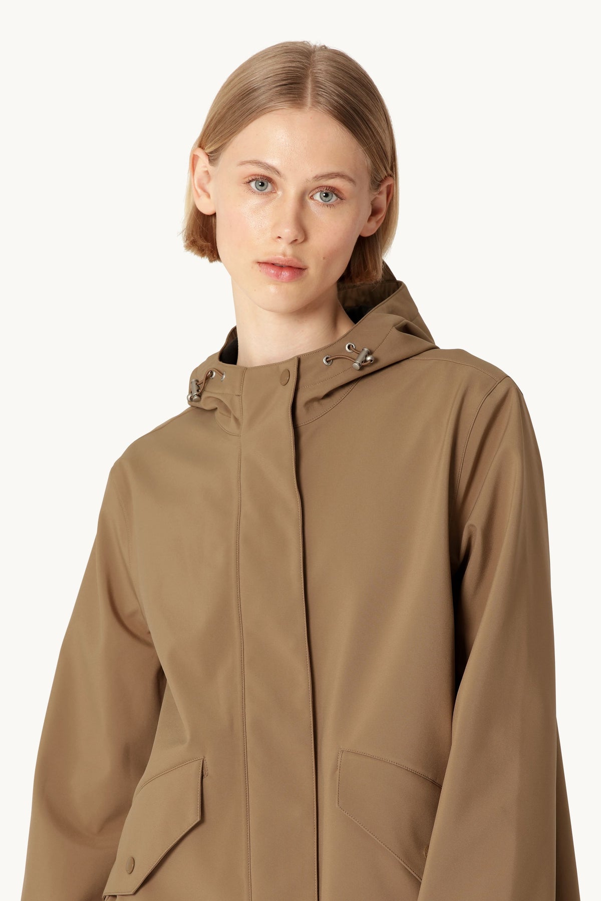 Lang Softshell Regnfrakke - Mocca
