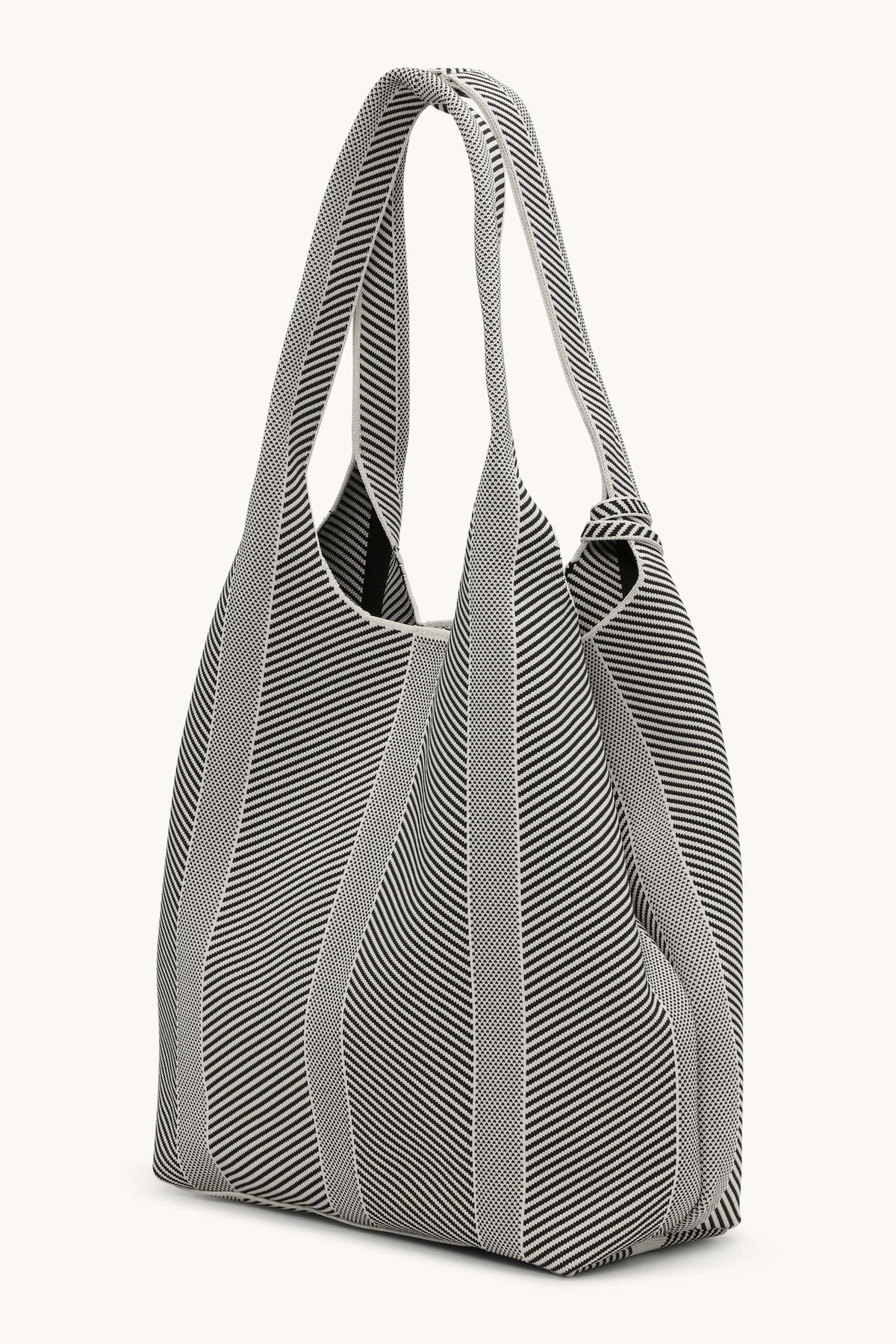 Strikket Skuldertaske - Milk Creme Black