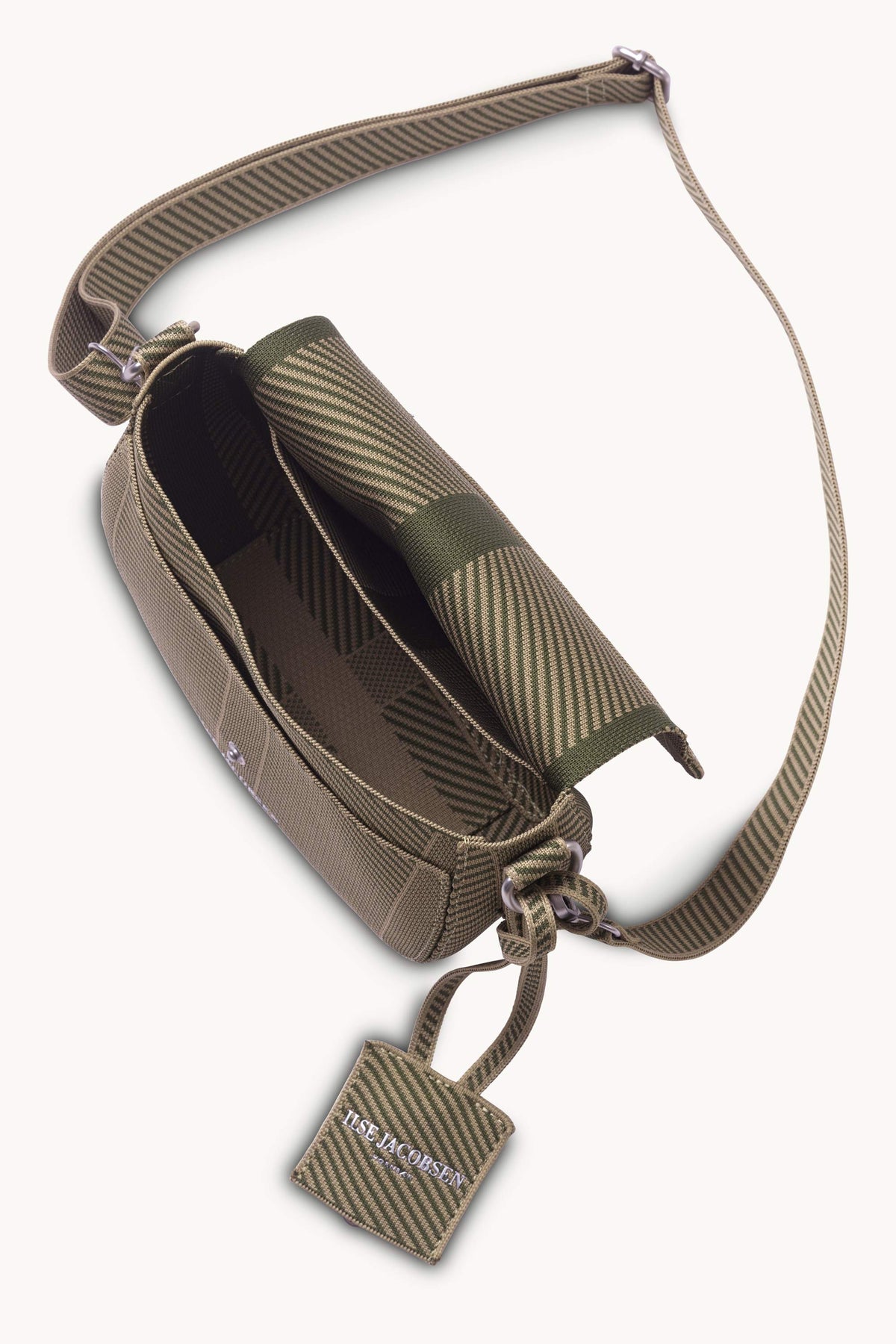 Strikket Crossbody Taske - Greige Dark Olive