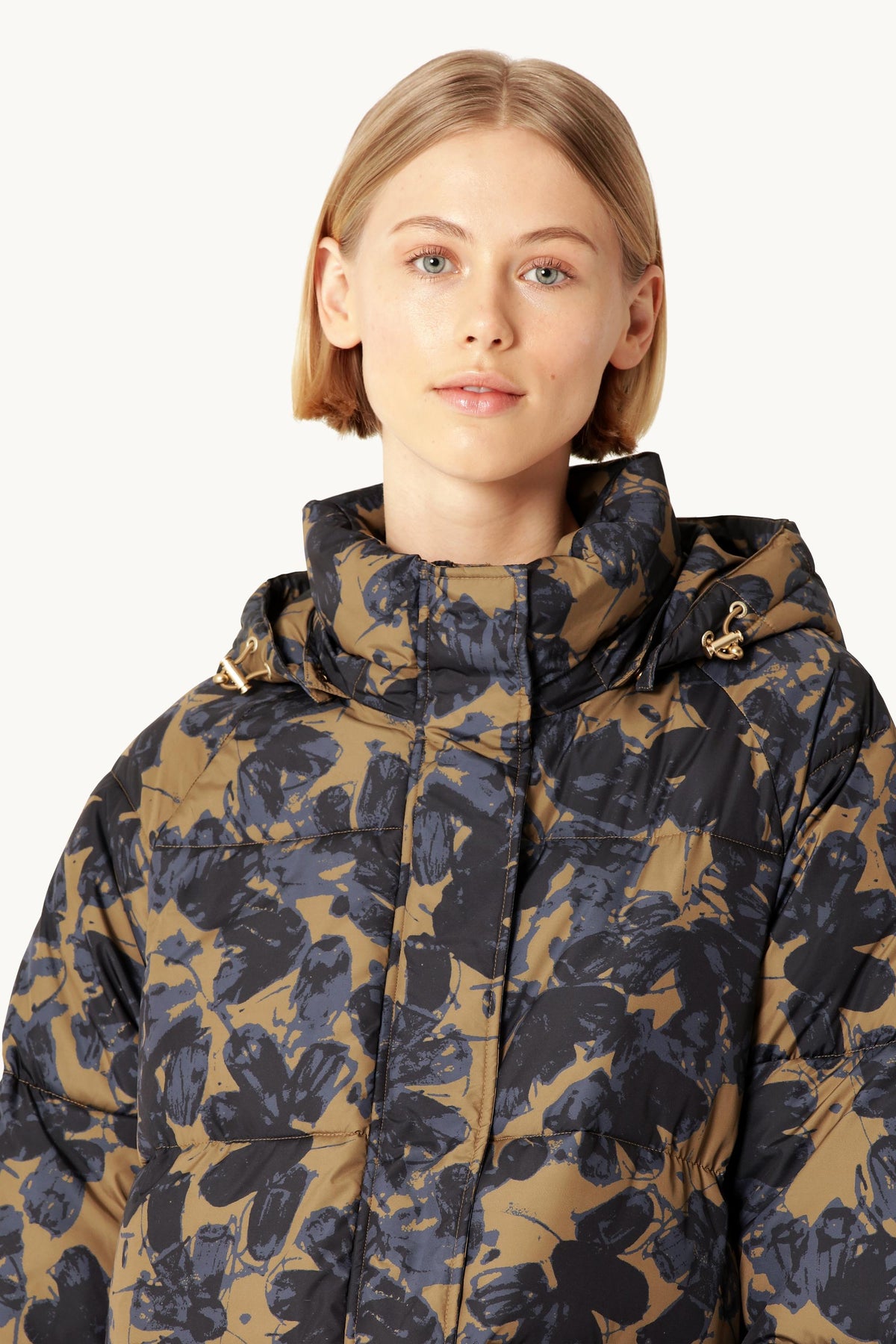 Oversized Padded Coat - Beige Butterfly