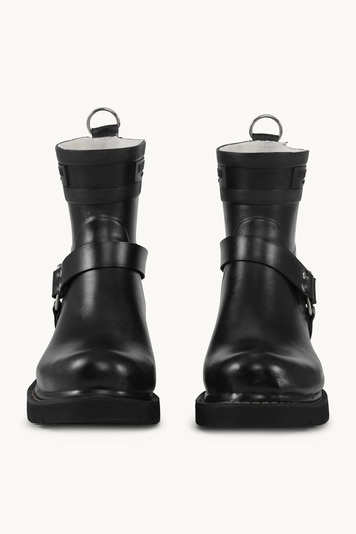 Short Biker Rubber Boots - Black Black