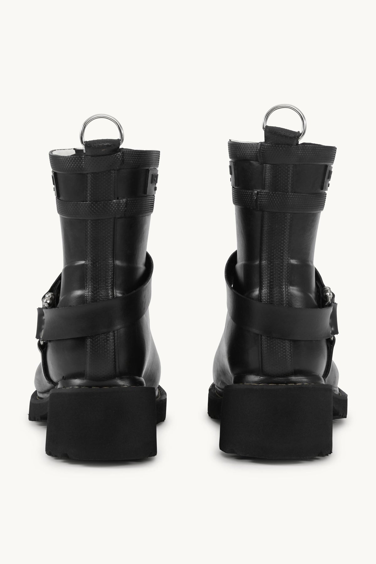 Short Biker Rubber Boots - Black Black