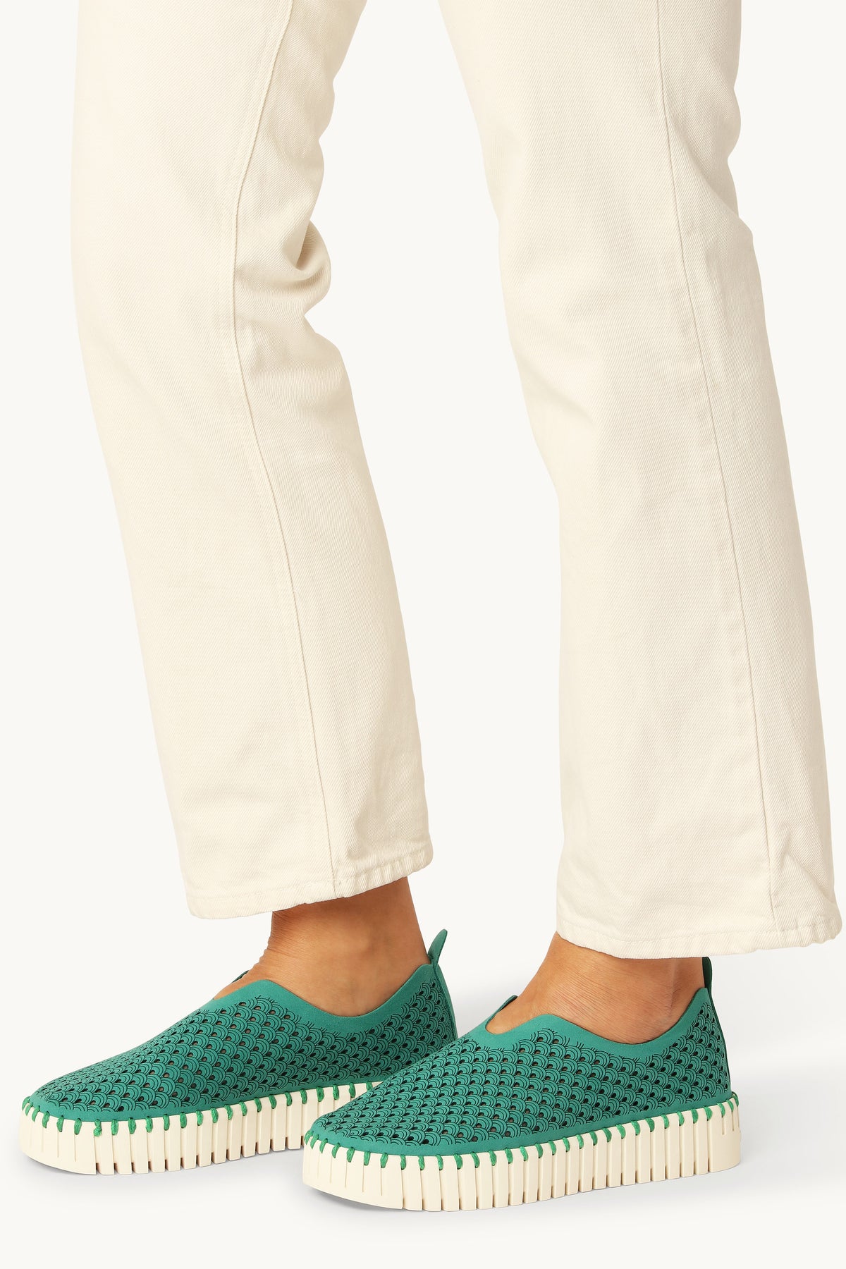 Platform Tulip Sko - Spruce Pearled Ivory