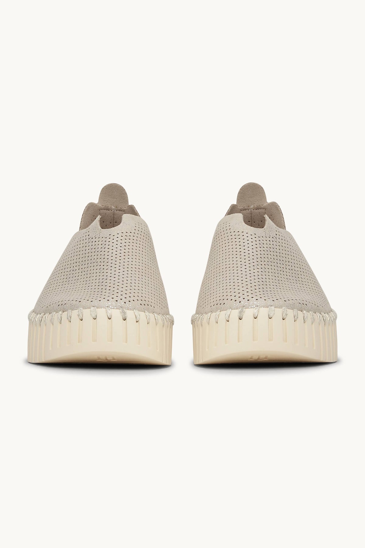 Platform Tulip Sko Glitter - Silver Pearled Ivory